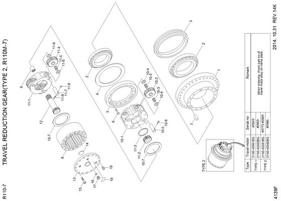 علبة التروس من Gear Ring XKAQ-00224 Travel لـ Hyundai Excavator R210LC7